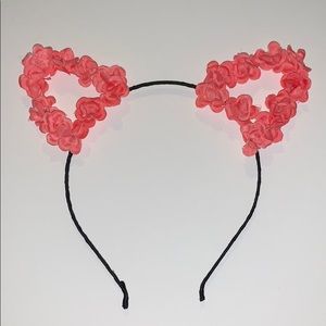 Pink Flower Cat Ears Headband